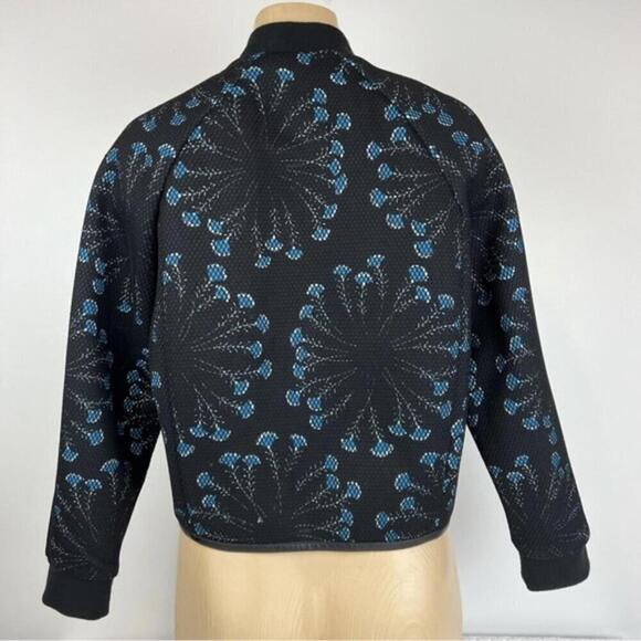 Juicy Couture Women's Size S Black Blue Floral Mesh Bomber Jacket Full Zip Mesh - Picture 8 of 9